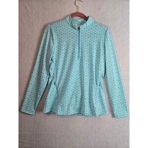 Sigrid Olsen Womens Jacket Quarter Zip Size M Sweet Circles Blue White